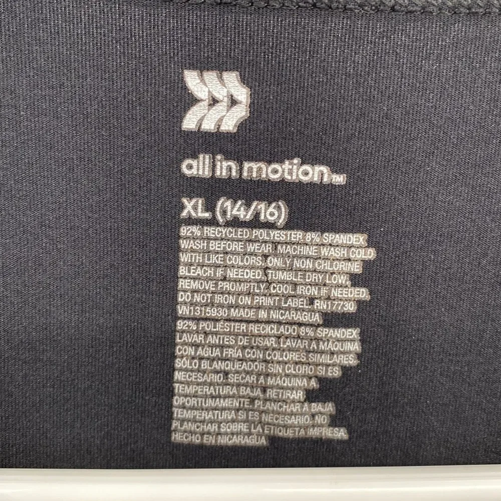All in Motion Target Activewear Short Sleeve Tie Front Workout Shirt XL 14/16